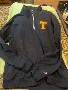 Black Tennessee Quarter-Zip Pullover with Orange 'T'